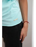 Dámská bavlněná basic blůza s krátkým rukávem mátová Dámská bavlněná basic blůza s krátkým rukávem mátová