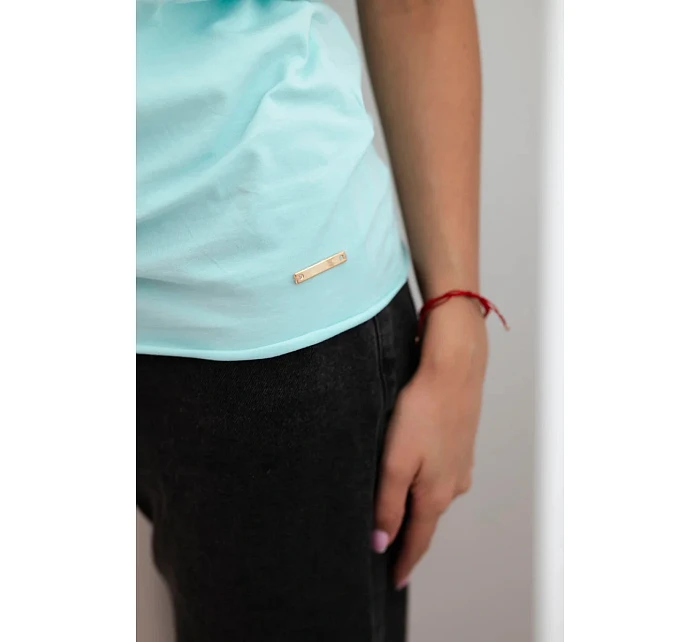 Dámská bavlněná basic blůza s krátkým rukávem mátová Dámská bavlněná basic blůza s krátkým rukávem mátová