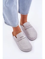 Dámské Pantofle Zdobené Kryštály Na Platformě Šedé Deorani Dámské Pantofle Zdobené Kryštály Na Platformě Šedé Deorani