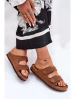 Semišové Dámské Pantofle Se Sponami Big Star RR274A394 Hnědé Semišové Dámské Pantofle Se Sponami Big Star RR274A394 Hnědé