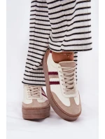 Kožené dámské sneakersy na platformě Zazoo N1234 béžovo-červené Kožené dámské sneakersy na platformě Zazoo N1234 béžovo-červené