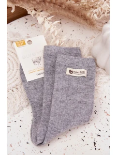Teplé vlněné dámské ponožky s nášivkou šedé
