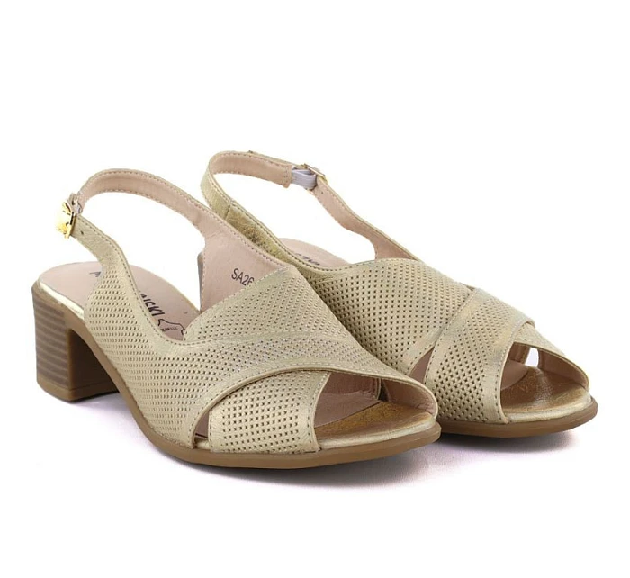 Dámské pohodlné zlaté sandály na jehlovém podpatku M.Daszynski SA262-3