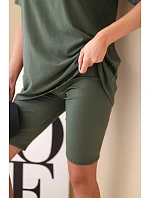 Dámský bavlněný komplet s krátkým rukávem a šortkami žlutý