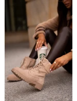 Dámské zateplené boty na zip Beige model 21667404 - Boto Dámské zateplené boty na zip Beige model 21667404 - Boto