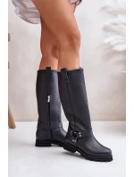 Kožené dámské holínky nad kolena černé Lewski 3615 Kožené dámské holínky nad kolena černé Lewski 3615