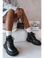 Dámské zateplené kotníkové boty na platformě s šněrováním Černé model 21935154 - Boto