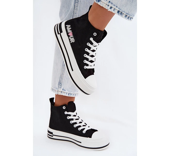 Dámské vysoké tenisky na platformě Černé model 22107450 - Boto Dámské vysoké tenisky na platformě Černé model 22107450 - Boto