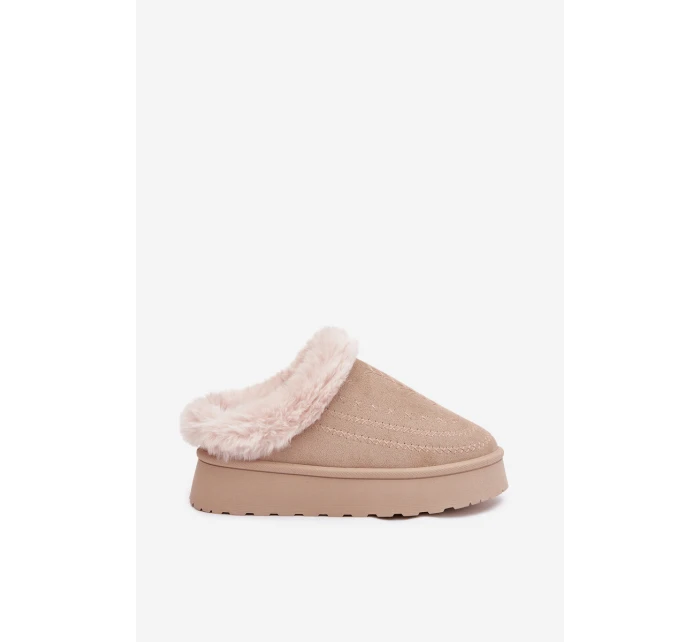 Dámské sněhule na platformě s kožíškem a dekorativním prošíváním – světle béžové Arelina Dámské sněhule na platformě s kožíškem a dekorativním prošíváním – světle béžové Arelina