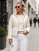 Dámská prošívaná bunda s kapucí ecru FashionStreet TY5533