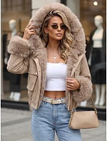 Krótka kurtka damska z  beżowa model 22342206 - FashionStreet