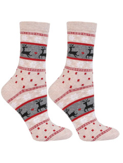 Vánoční ponožky Norvegia béžové s norským vzorem