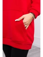 Mikina s kapucí a nášivkami červená