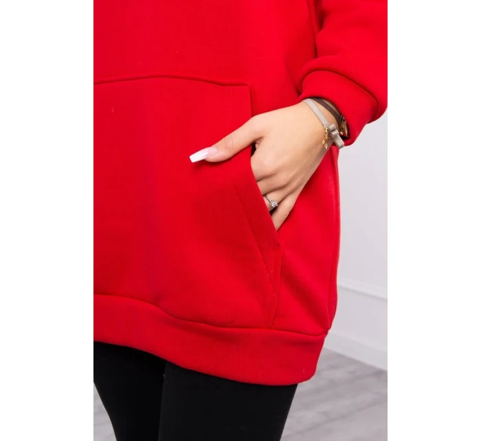 Mikina s kapucí a nášivkami červená