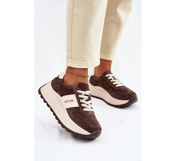 Dámské tenisky na platformě z přírodní semiše čokoládové Rosinae Dámské tenisky na platformě z přírodní semiše čokoládové Rosinae