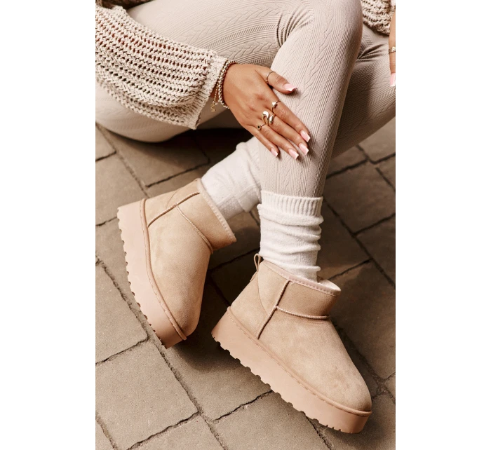 Dámské sněhové boty na platformě 20216-F Světle béžová - Xamella Dámské sněhové boty na platformě 20216-F Světle béžová - Xamella