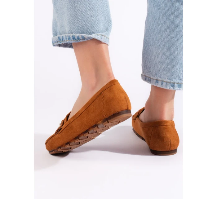 Módní hnědé mokasíny dámské bez podpatku Módní hnědé mokasíny dámské bez podpatku