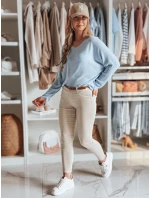 Dámské džínové kalhoty s páskem CLARET ve světle béžové barvě FashionStreet UY2440 Dámské džínové kalhoty s páskem CLARET ve světle béžové barvě FashionStreet UY2440