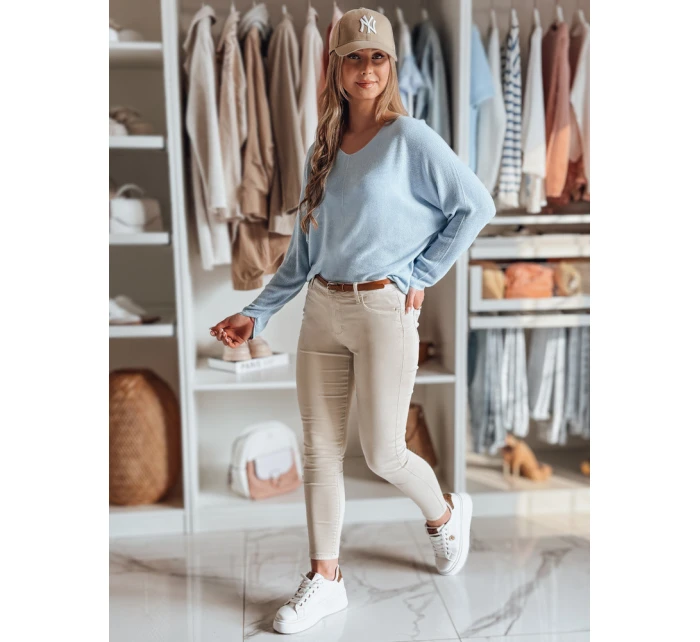 Dámské džínové kalhoty s páskem CLARET ve světle béžové barvě FashionStreet UY2440 Dámské džínové kalhoty s páskem CLARET ve světle béžové barvě FashionStreet UY2440