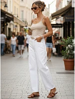 Dámské džíny balonového střihu s vysokým pasem bílé UY2977