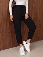 Dámské jogger kalhoty s gumou v pase, černé, FashionStreet UY3152