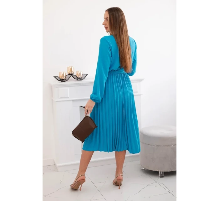 Šaty se  lemem tyrkys model 21908511 - K-Fashion