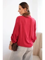 Dámská košile s ozdobnými knoflíky a límcem bordová model 21402214 - K-Fashion