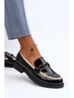 Dámské lakované polobotky mokasíny S.Barski HY336A černé
