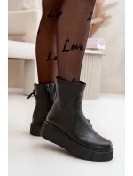 model 21669377 Dámské Kožené Botky Na Platformě Černé - Zazoo model 21669377 Dámské Kožené Botky Na Platformě Černé - Zazoo