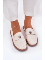 Dámské elegantní mokasíny s ozdobným malým detailem model 21690142 béžové - VINCEZA