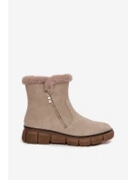 Dámské sněhule na platformě s kožešinou Béžové model 21714514 - EVENTO