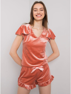 RUE PARIS Špinavé růžové velurové pyžamo