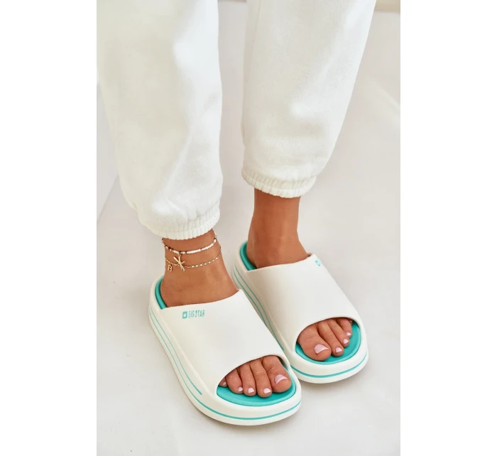 Dámské pantofle na platformě Big Star – bílá/mátová