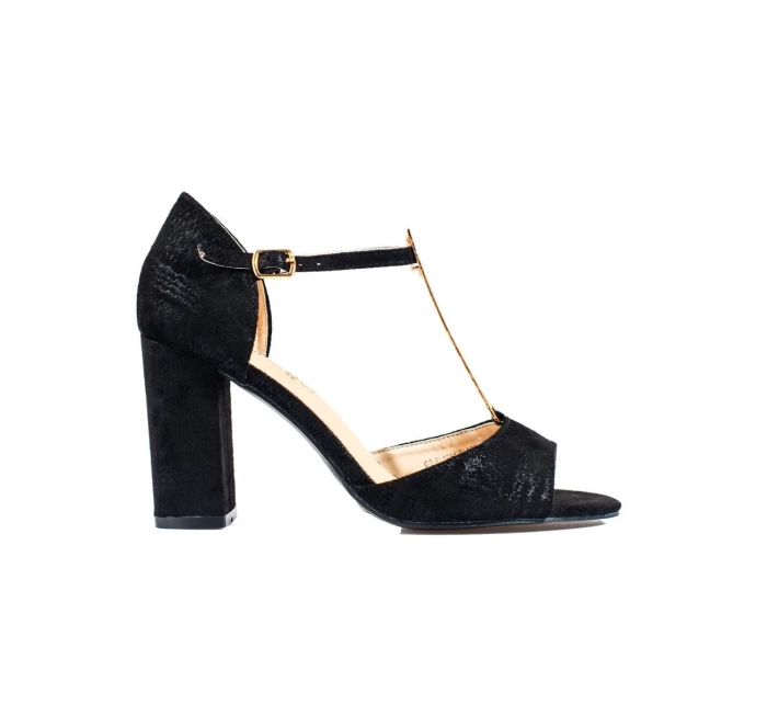 Originální dámské  sandály černé na širokém podpatku