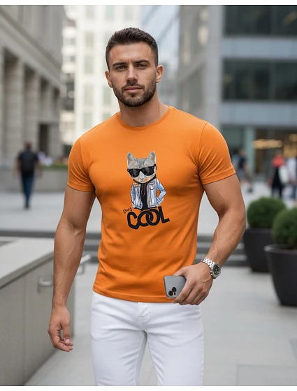 Pánské tričko Stay COOL s potiskem oranžová FashionStreet NX5018R