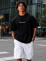 Pánské tričko oversize s nápisem NEVER GIVE UP černé FashionStreet NX1041R