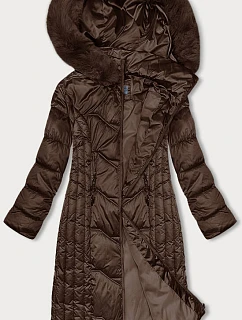 Hnědá vypasovaná dlouhá zimní bunda model 21246862 - S'WEST