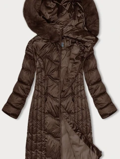 Hnědá vypasovaná dlouhá zimní bunda model 21246862 - S'WEST