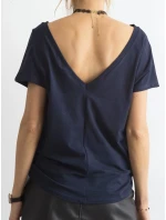 Tshirt basic z dekoltem z Feel Good granatowy model 21266681 - Factory Price