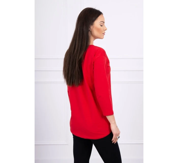 3D grafická halenka se zirkony červená