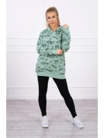 Mikina s nápisy tmavě mátová