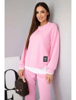 Dámská souprava s s volnou mikinou a tepláky světle růžový model 21808633 - K-Fashion Dámská souprava s s volnou mikinou a tepláky světle růžový model 21808633 - K-Fashion