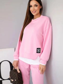 Dámská souprava s  s volnou mikinou a tepláky světle růžový model 21808633 - K-Fashion