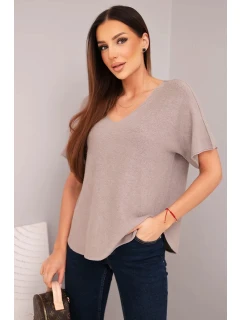 Dámská svetrová blůza s krátkým rukávem a výstřihem do V fango