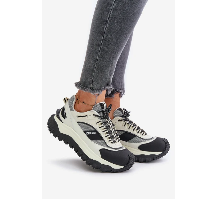 Kožené Dámské Sneakersy Na Platformě Big Star OO274A220 HI-POLY SYSTEM Bílá-Černá Kožené Dámské Sneakersy Na Platformě Big Star OO274A220 HI-POLY SYSTEM Bílá-Černá