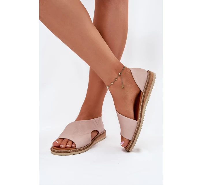 Dámské kožené sandály model 21698423 Světle růžové - Artiker Dámské kožené sandály model 21698423 Světle růžové - Artiker