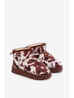 Dětské zimní boty pro mládež s teplou podšívkou s flísky bílo-hnědé Mireya