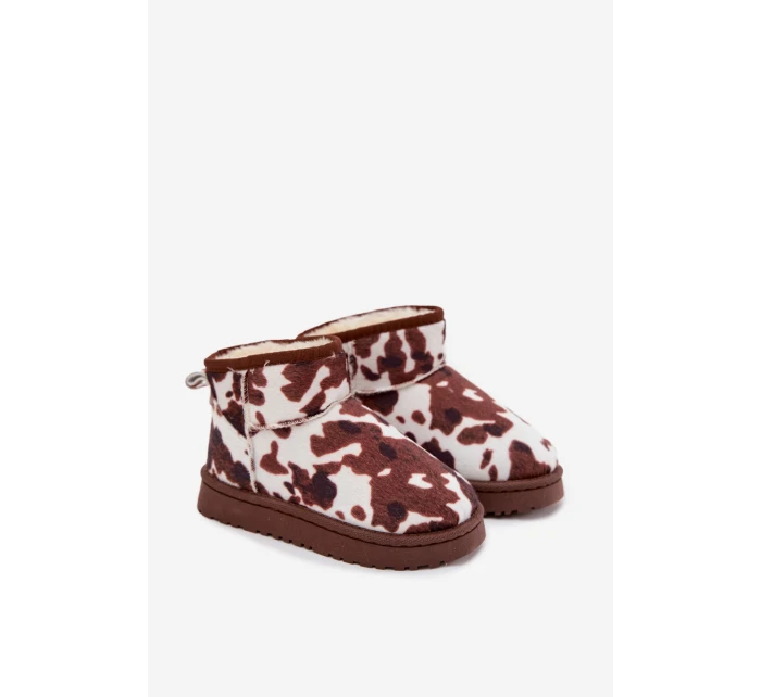 Dětské zimní boty pro mládež s teplou podšívkou s flísky bílo-hnědé Mireya