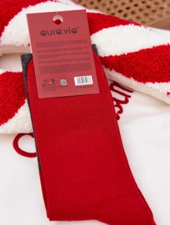 Pánské vánoční ponožky se Santou a nápisem – tmavě šedé