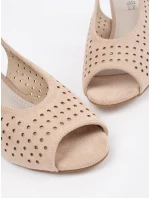 Luxusní Jasnobeżowy dámské sandály na širokém podpatku Luxusní Jasnobeżowy dámské sandály na širokém podpatku